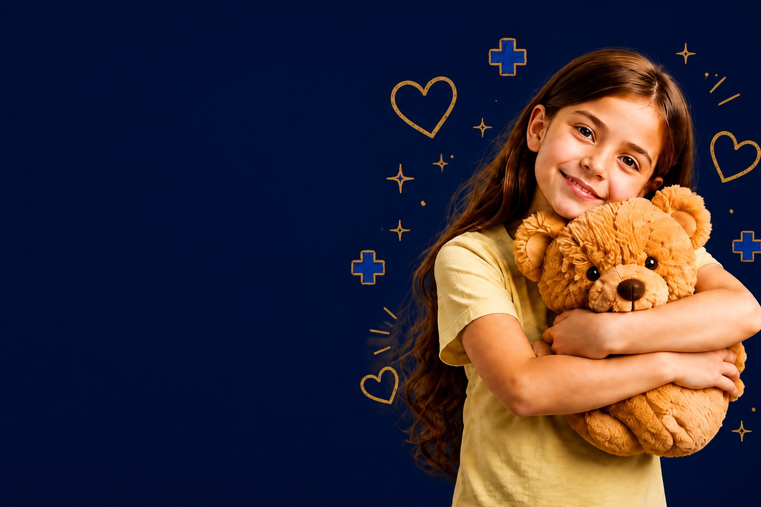 Girl hugging a teddy bear